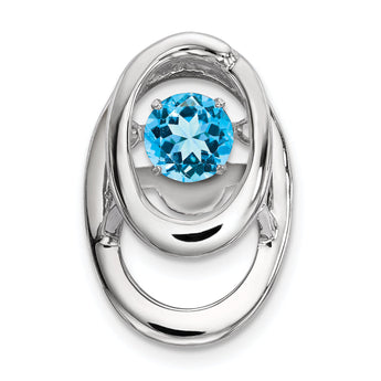 Sterling Silver Swiss Blue Topaz December Birthstone Pendant, Polished Finish