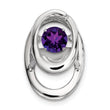 Sterling Silver 925 Amethyst Birthstone Pendant with Polished Rhodium Finish