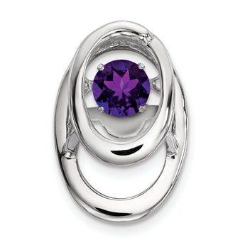 Sterling Silver 925 Amethyst Birthstone Pendant with Polished Rhodium Finish