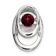 925 Sterling Silver Rhodium Garnet Birthstone Pendant with Polished Finish