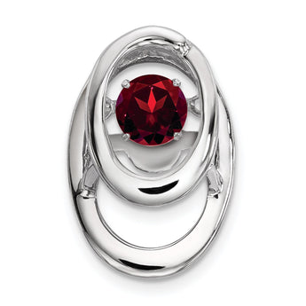 925 Sterling Silver Rhodium Garnet Birthstone Pendant with Polished Finish - Birthstone Company