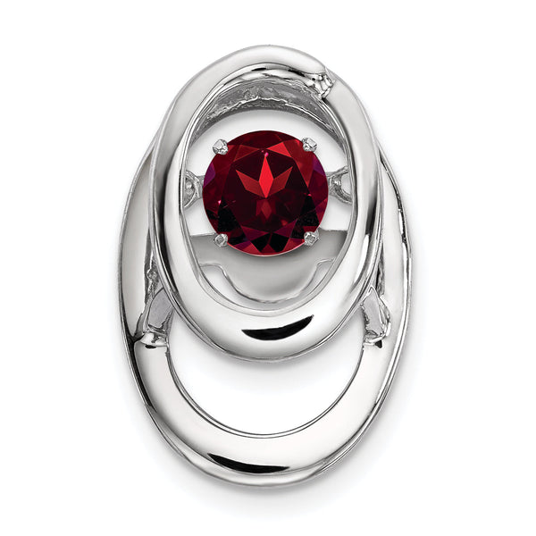 925 Sterling Silver Rhodium Garnet Birthstone Pendant with Polished Finish