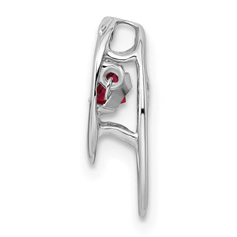 Sterling Silver Rhodium-Plated Ruby Birthstone Pendant Elegant July Charm