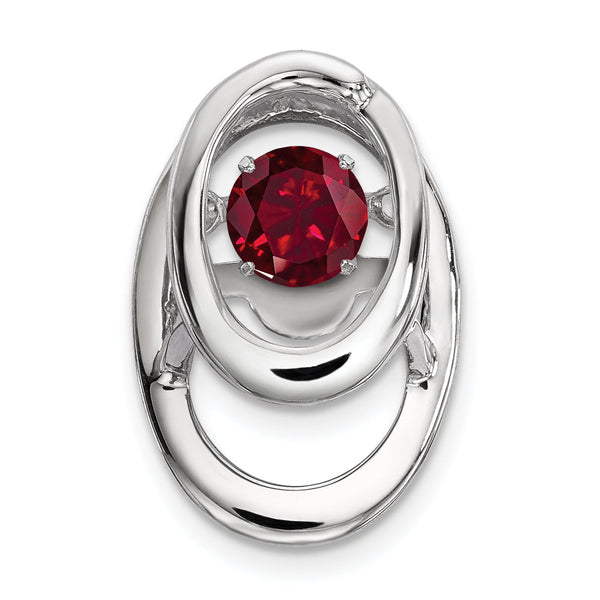 Sterling Silver Rhodium-Plated Ruby Birthstone Pendant Elegant July Charm