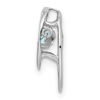 925 Sterling Silver Aquamarine Birthstone Pendant with Rhodium Finish