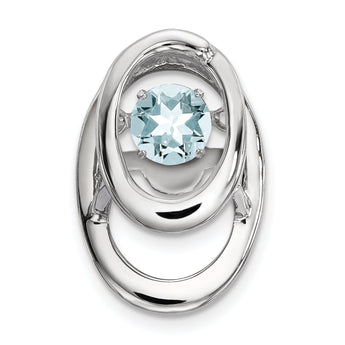 925 Sterling Silver Aquamarine Birthstone Pendant with Rhodium Finish
