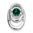 Sterling Silver Rhodium 925 Emerald Birthstone Pendant with Polished Finish