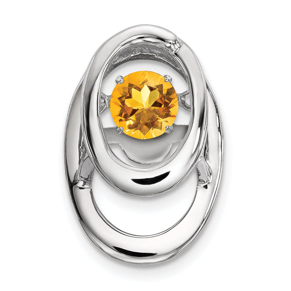 925 Sterling Silver Rhodium Citrine Birthstone Pendant with Polished Finish