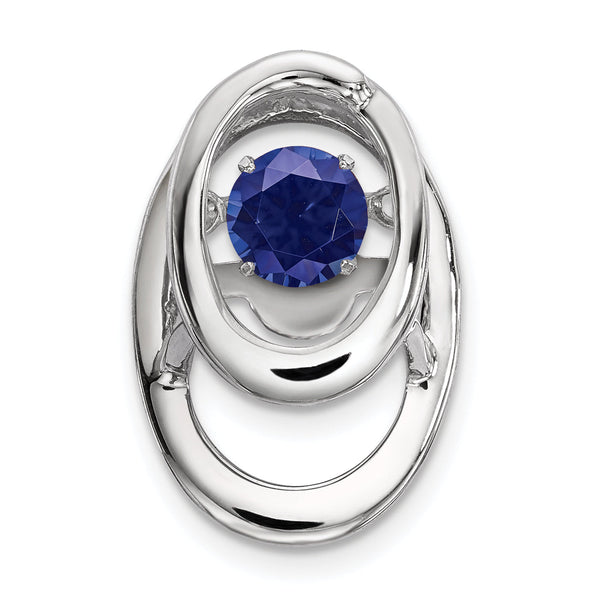 Sterling Silver Rhodium-Plated Blue Sapphire Birthstone Pendant September Elegance