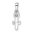 Sterling Silver Rhodium-plated Polished White Topaz Cross Pendant