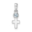 Sterling Silver Rhodium-plated Polished Aquamarine Cross Pendant