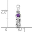 Sterling Silver Rhodium-plated Amethyst Infinity Birthstone Pendant