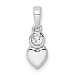 Sterling Silver Rhodium-plated Polished White Topaz Heart Pendant