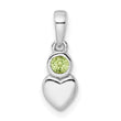 Sterling Silver Rhodium-plated Polished Peridot Heart Pendant