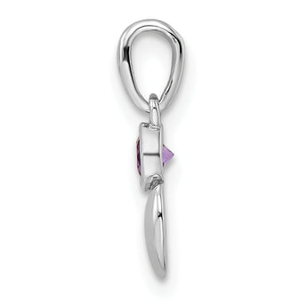 Sterling Silver Rhodium-plated Polished Amethyst Heart Pendant