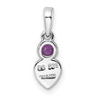 Sterling Silver Rhodium-plated Polished Amethyst Heart Pendant