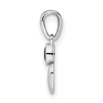 Sterling Silver Rhodium-plated Polished Garnet Heart Pendant - Birthstone Company