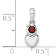 Sterling Silver Rhodium-plated Polished Garnet Heart Pendant - Birthstone Company