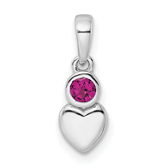 Sterling Silver Rhodium-plated Polished Rhodolite Garnet Heart Pendant - Birthstone Company
