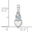 Sterling Silver Rhodium-plated Polished Aquamarine Heart Pendant