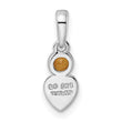 Sterling Silver Rhodium-plated Polished Citrine Heart Pendant