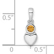 Sterling Silver Rhodium-plated Polished Citrine Heart Pendant