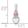 Sterling Silver Rhodium-plated Polished Pink Tourmaline Heart Pendant