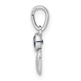 Sterling Silver Rhodium-plated Lab Created Sapphire Heart Pendant