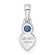 Sterling Silver Rhodium-plated Lab Created Sapphire Heart Pendant
