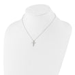 SS RH-plated CZ April Birthstone Cross 16in w/2in ext Necklace