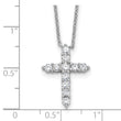 SS RH-plated CZ April Birthstone Cross 16in w/2in ext Necklace