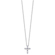 SS RH-plated Lt Purple CZ June Birthstone Cross w/2in ext Necklace