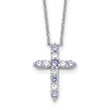 SS RH-plated Lt Purple CZ June Birthstone Cross w/2in ext Necklace