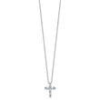 SS RH-plated Lt Blue CZ March Birthstone Cross w/2in ext Necklace