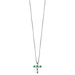 SS RH-plated Green CZ May Birthstone Cross w/2in ext Necklace