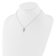 SS RH-plated Yellow CZ Nov Birthstone Cross w/2in ext Necklace