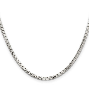 Sterling Silver 925 Women's Polished Box Chain Necklace Elegant Diamond-Cut Design - 20