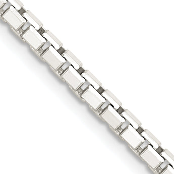 Sterling Silver 925 Women's Polished Box Chain Necklace Elegant Diamond-Cut Design - 20