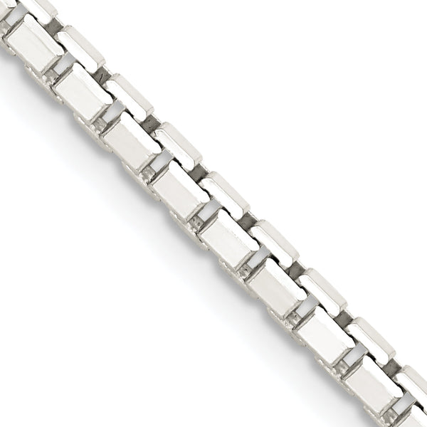 Sterling Silver 925 Women's Polished Box Chain Necklace Elegant Diamond-Cut Design - 20