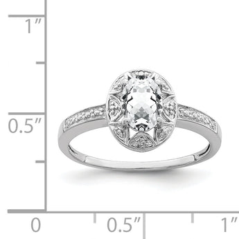 Sterling Silver Rhodium-plated Diamond & White Topaz Ring