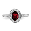 Sterling Silver Rhodium-plated Diamond & Garnet Ring - Birthstone Company