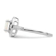 Sterling Silver Rhodium-plated Diamond & Created Opal Ring