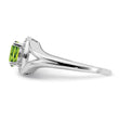 Sterling Silver Rhodium-plated Diamond & Peridot Ring