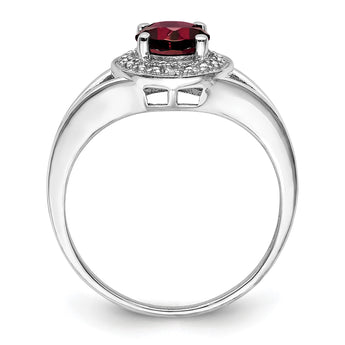 Sterling Silver Rhodium-plated Diamond & Garnet Ring - Birthstone Company