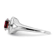 Sterling Silver Rhodium-plated Diamond & Garnet Ring - Birthstone Company