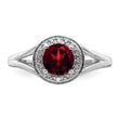Sterling Silver Rhodium-plated Diamond & Garnet Ring - Birthstone Company