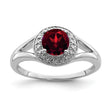 Sterling Silver Rhodium-plated Diamond & Garnet Ring - Birthstone Company