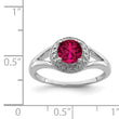 Sterling Silver Rhodium-plated Diamond & Created Ruby Ring