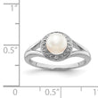 Sterling Silver Rhodium-plated Diamond & Fresh Water Cultured Pearl Ring