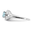 Sterling Silver Rhodium-plated Diamond & Aquamarine Ring
